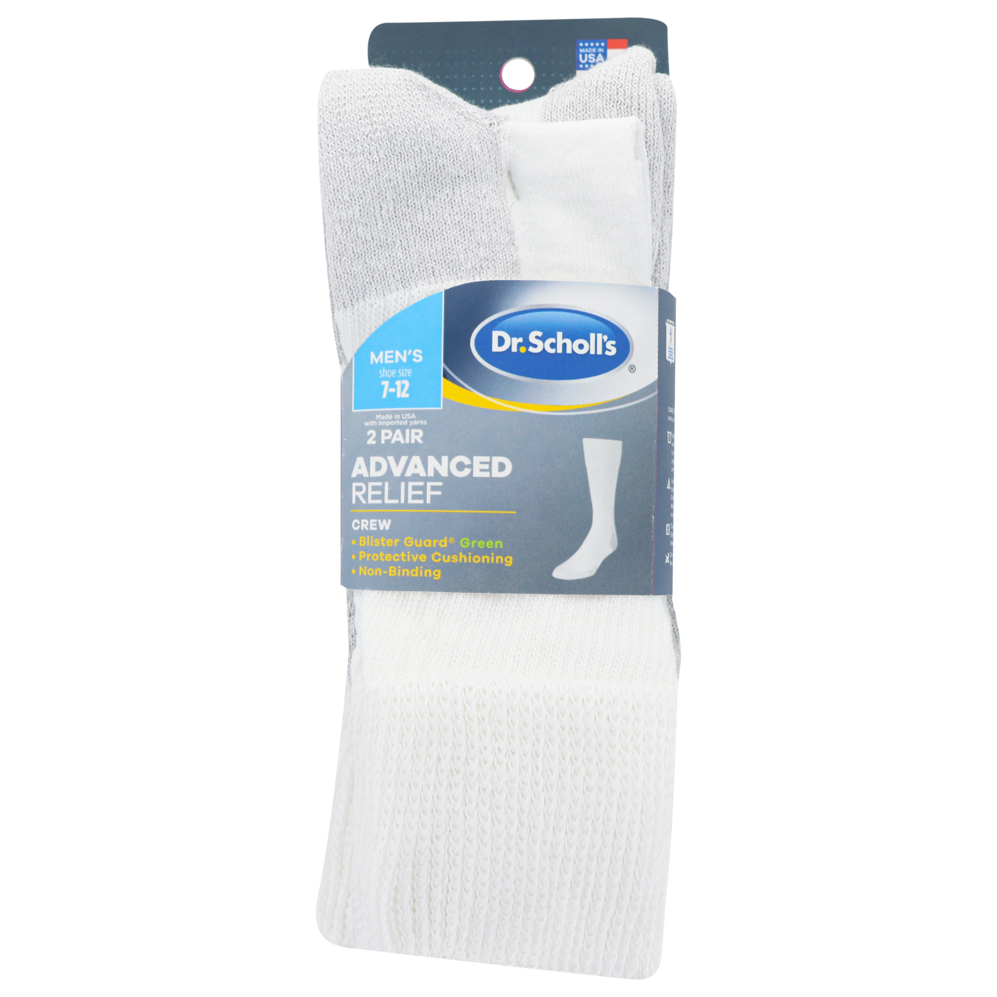 Dr. Scholl's Men's Diabetic Ankle Socks 2-Pack COMFORT & RELIEF MADE IN  USA