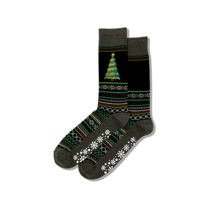 HOTSOX Men's Christmas Tree Non-Skid Crew Sock