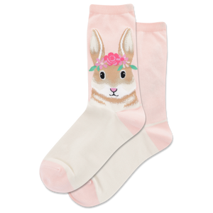 HOTSOX Women's Flower Crown Bunny Crew Socks