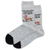 HOTSOX Women's Dachshund Through The Snow Crew Socks