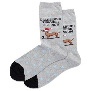 HOTSOX Women's Dachshund Through The Snow Crew Socks