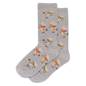 HOTSOX Kid's Skating Reindeer Crew Socks