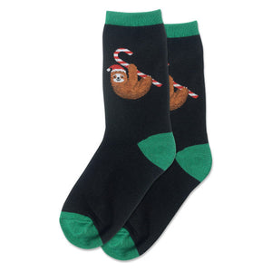 HOTSOX Kid's Candy Cane Sloth Crew Socks