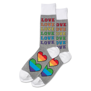 HOTSOX Men's Pride Rainbow Love Crew Socks