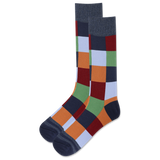 HOTSOX Men's Geometric Box Grid Crew Sock