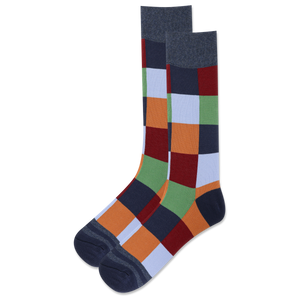 HOTSOX Men's Geometric Box Grid Crew Sock