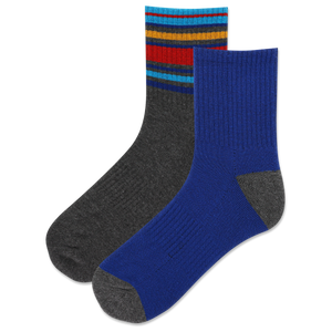 HOTSOX Men's Cuff Stripe Quarter 2 Pair Pack