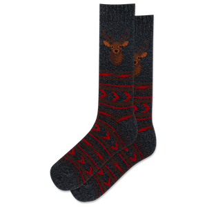 HOTSOX Men's Black Deer Boot Crew Sock