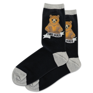 HOTSOX Women's Free Hug Bear Crew Socks