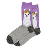 HOTSOX Women's Fuzzy Llama Crew Socks