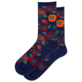 HOTSOX Women's Fuzzy Flowers Crew Sock thumbnail