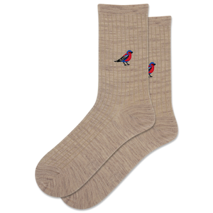 HOTSOX Women's Embroidery Bird Wool Crew Sock