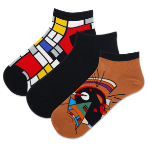 HOTSOX Women's Mondrian/Kandinsky Low Cut Sock 3 Pack