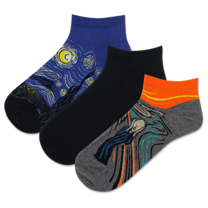 HOTSOX Women's Van Gogh/ Munch Low Cut Sock 3 Pack