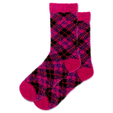 HOTSOX Women's Diagonal Plaid Feathery Boot Crew Sock