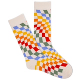 K.Bell Men's Retro Wave Checkerboard Crew Sock