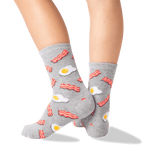 Kid's Eggs and Bacon Socks in Sweatshirt Gray Front thumbnail