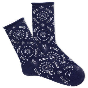 K.Bell Women's Radial Floral Roll Top Crew Sock