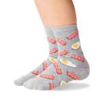 Kid's Eggs and Bacon Socks in Sweatshirt Gray Front