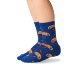 Kid's Tacos Crew Socks in Dark Blue Front thumbnail